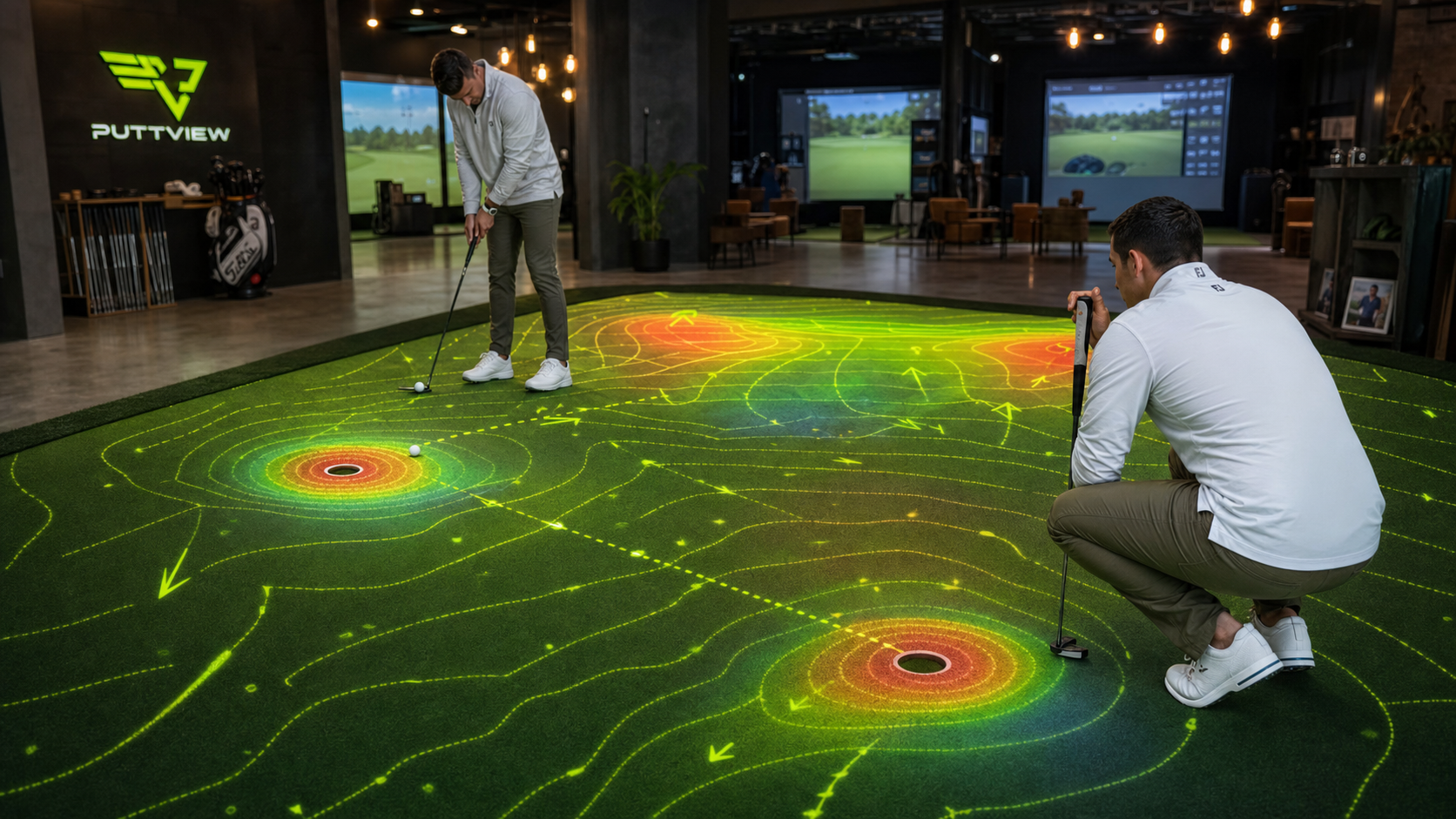 PuttView augmented-reality putting green with projected break lines